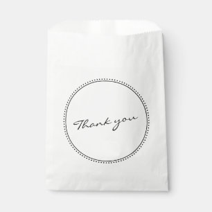 Modern Thank You Script Lettering Dotted Border Favor Bag