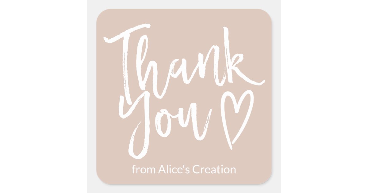 Modern thank you script order minimal dusty pink square sticker | Zazzle