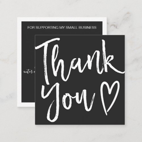 Modern thank you script order minimal gray chic square business card