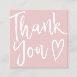 Modern thank you script order minimal pink square business card
