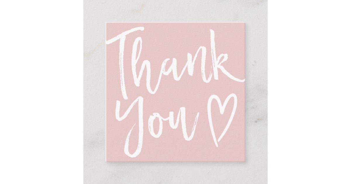 Modern thank you script order minimal pink square business card | Zazzle