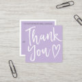 Modern thank you script order minimal purple square business card | Zazzle