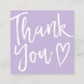 Modern thank you script order minimal purple square business card | Zazzle