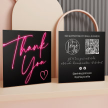Modern thank you script order neon pink Qr code
