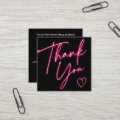 Modern thank you script order neon pink Qr code Square Business Card ...
