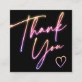 Modern thank you script order neon Qr code Square Business Card | Zazzle