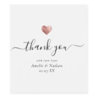 Modern Thank you Script Rose Gold Heart Wedding