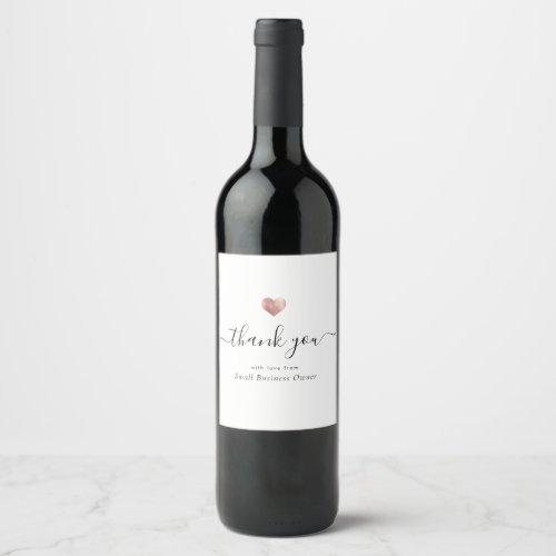 Modern Thank you Script Rose Gold Small Business W Wine Label