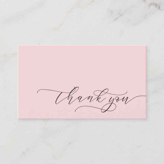 Modern Thank You Script Small Branding | Pink  Business Card (Front)