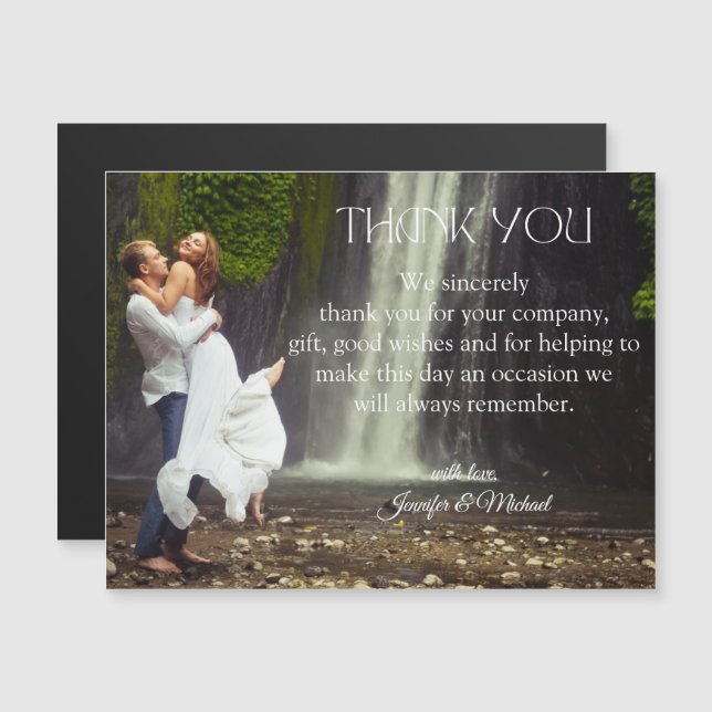 modern thank you script wedding photo magnet (Front/Back)