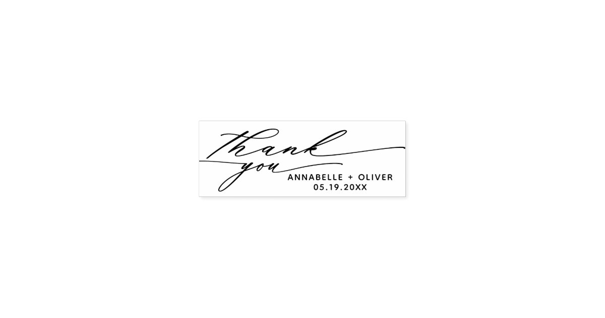 Modern Thank You Script Wedding Self-inking Stamp | Zazzle