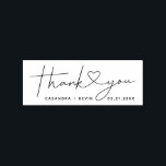 Modern Thank You Script with Heart Wedding Rubber Stamp<br><div class="desc">Modern and simple wedding thank you stamp featuring a hand lettered typography script that says "thank you" with a heart between the words. Customize this product by adding your names and event date.</div>