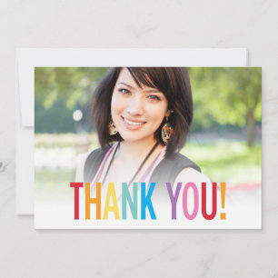 MODERN THANK YOU simple block captials colorful Card