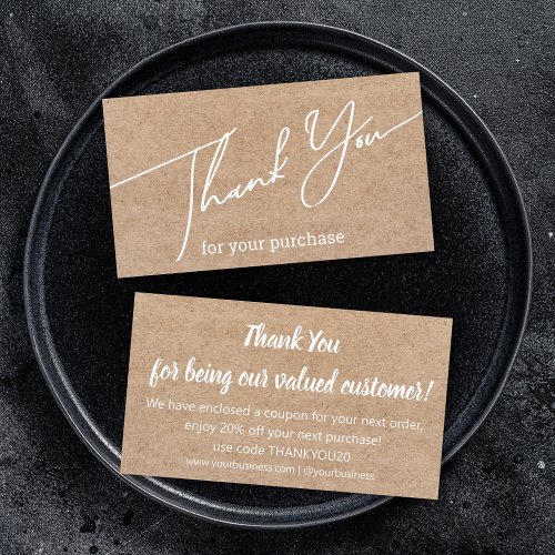 modern thank you small business kraft trendy chic  enclosure card