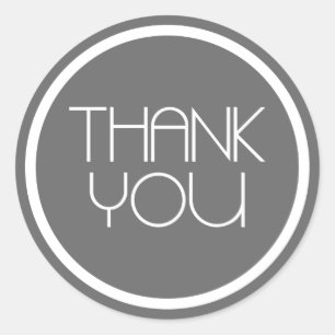 Modern Thank You Stickers (Dark Gray Silver/White)