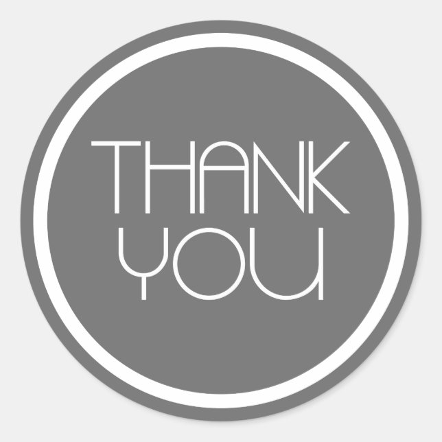 Modern Thank You Stickers (Dark Gray Silver/White) (Front)