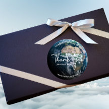 Modern Thank You Stickers Earth Custom Text round