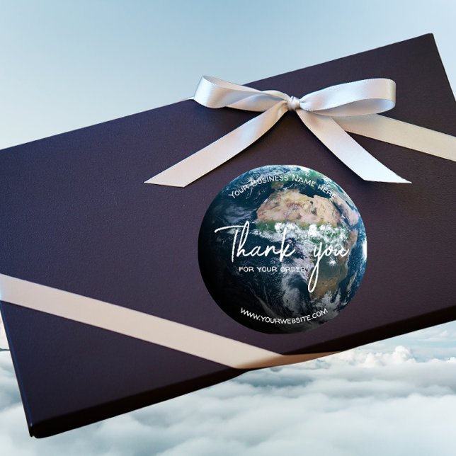 Modern Thank You Stickers Earth Custom Text round (Creator Uploaded)