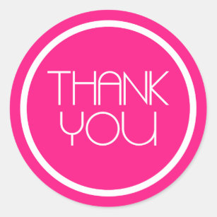 Modern Thank You Stickers (Hot Pink / White)