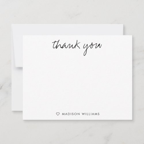 Modern Thank You Trendy Chic Script Typography Note Card