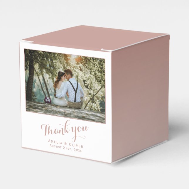 Modern Thank you Wedding Couple Photo Favor Boxes (Front Side)