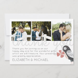 Modern Thank You Wedding PHOTO Collage Card