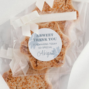 Modern Thank You with Blue Flowers Favor Classic Round Sticker