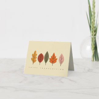 Modern Thankful Autumn Leaves Thanksgiving Card