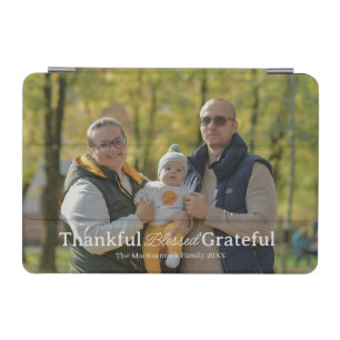 Modern Thankful Blessed Grateful Cute Family Photo iPad Mini Cover