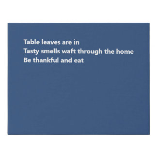 Modern Thankful Haiku Minimal Blue Holiday Faux Canvas Print