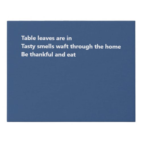 Modern Thankful Haiku Minimal Blue Holiday Faux Canvas Print