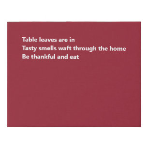 Modern Thankful Haiku Minimal Burgundy Holiday Faux Canvas Print