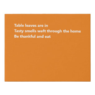 Modern Thankful Haiku Minimal Orange Thanksgiving Faux Canvas Print