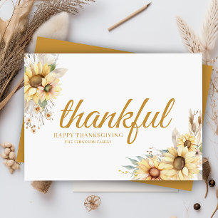 Modern Thankful Minimal Chic Happy Thanksgiving Holiday Card
