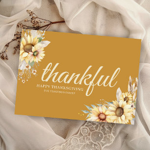 Modern Thankful Minimal Happy Thanksgiving Holiday Card