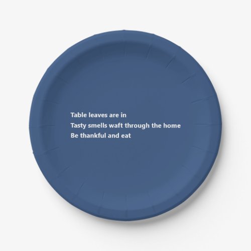 Modern Thankful Poem Minimal Blue Thanksgiving Paper Plates