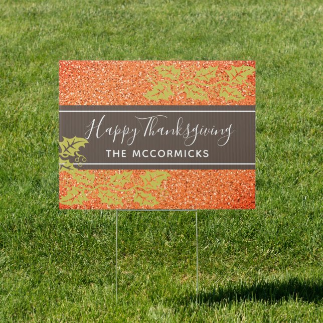 Modern Thanksgiving Autumn Colors Personalized Sign (Insitu)