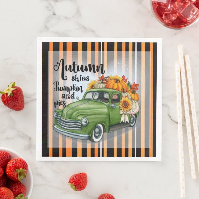 Modern Thanksgiving Beautiful Autumn Collection Paper Dinner Napkins (Insitu)