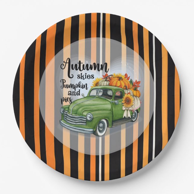 Modern Thanksgiving Beautiful Autumn Collection Paper Plates (Front)