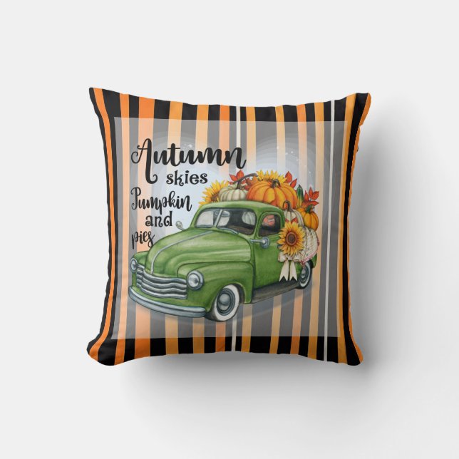 Modern Thanksgiving Beautiful Autumn Collection Throw Pillow (Front)