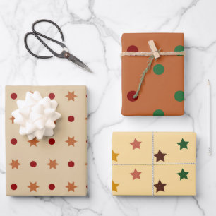 Modern Thanksgiving Colors set of 3 Wrapping Paper Sheets