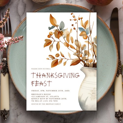 Modern Thanksgiving Dinner Fall Friendsgiving Invitation
