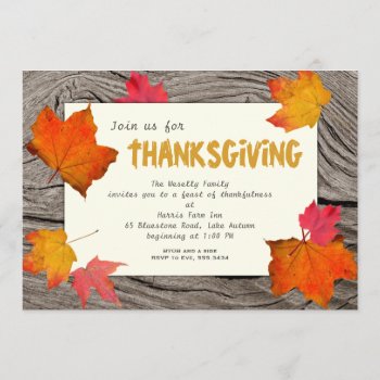 Modern Thanksgiving Dinner Invitation Fall Theme by fallcolors at Zazzle