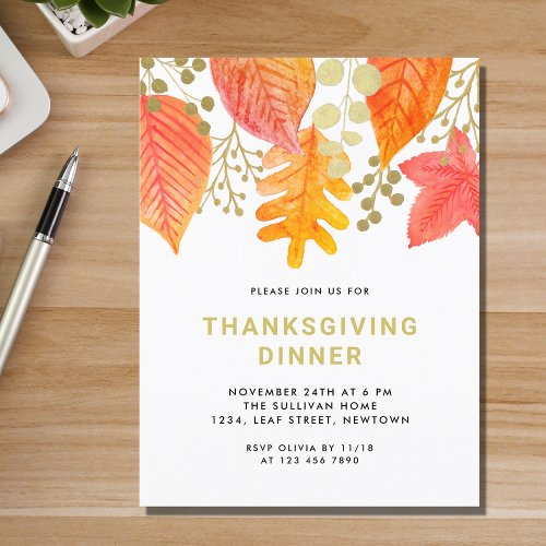Modern Thanksgiving Dinner Invitation Postcard