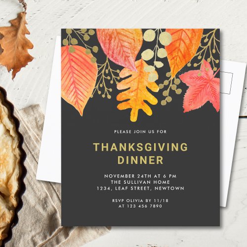 Modern Thanksgiving Dinner Invitation Postcard