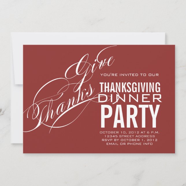 MODERN THANKSGIVING DINNER INVITATION RED (Front)