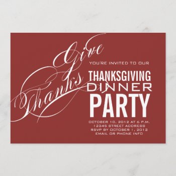 Modern Thanksgiving Dinner Invitation Red by zazzleoccasions at Zazzle