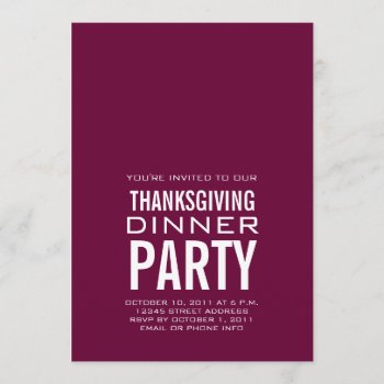 Modern Thanksgiving Dinner Party Invitation Wine by zazzleoccasions at Zazzle