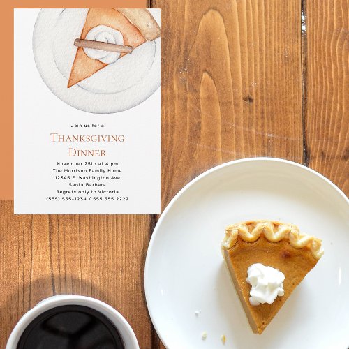 Modern Thanksgiving Dinner Pumpkin Pie  Invitation