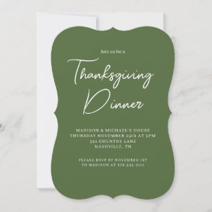Modern Thanksgiving Dinner Sage Green White Script Invitation